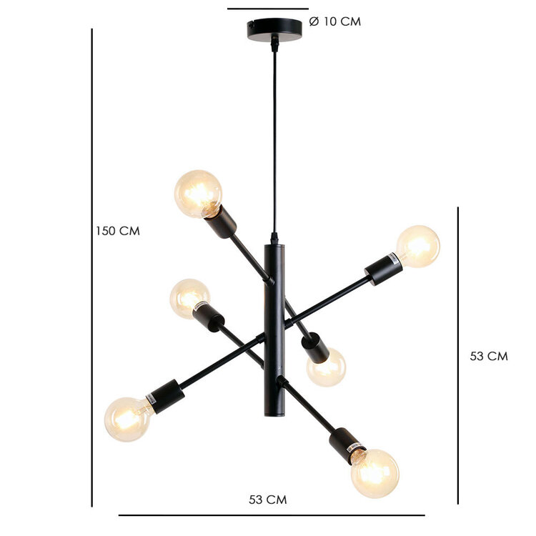 Hanglamp Harvey 6-lichts zwart