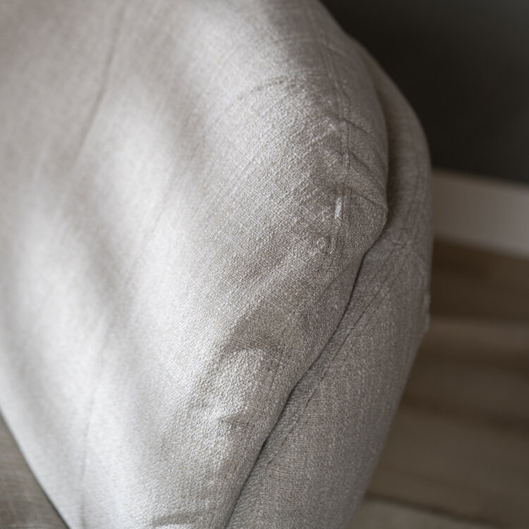 Draaifauteuil met hocker Isobel linnen taupe