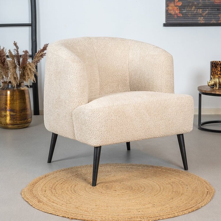 Teddy bouclé fauteuil Nora beige
