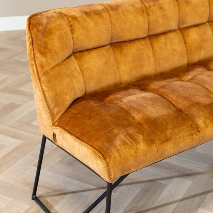 Velvet eetkamerbank Janna okergeel 155 cm