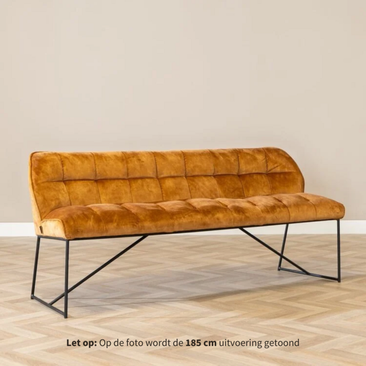 Velvet eetkamerbank Janna okergeel 155 cm