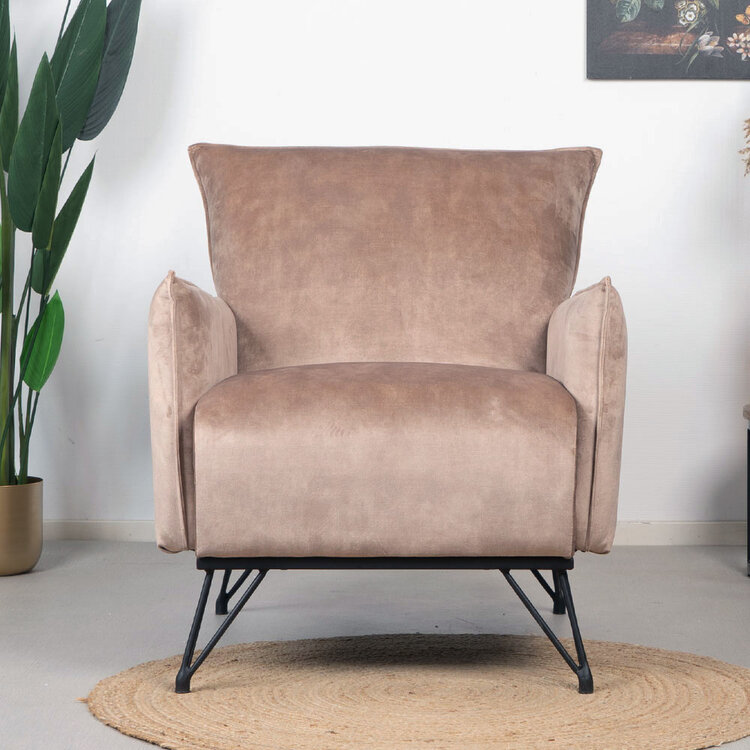 Velvet fauteuil Mika taupe