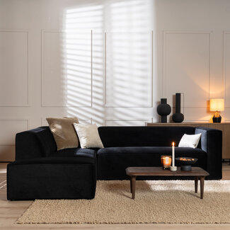 Velvet hoekbank Memphis zwart links