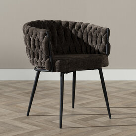 Eetkamerstoel River chenille bruin