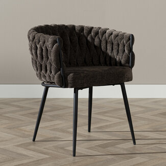 Eetkamerstoel River chenille bruin