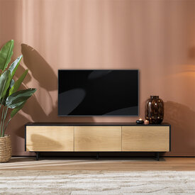 Tv-meubel Thomas zwart/blank eiken 180 cm