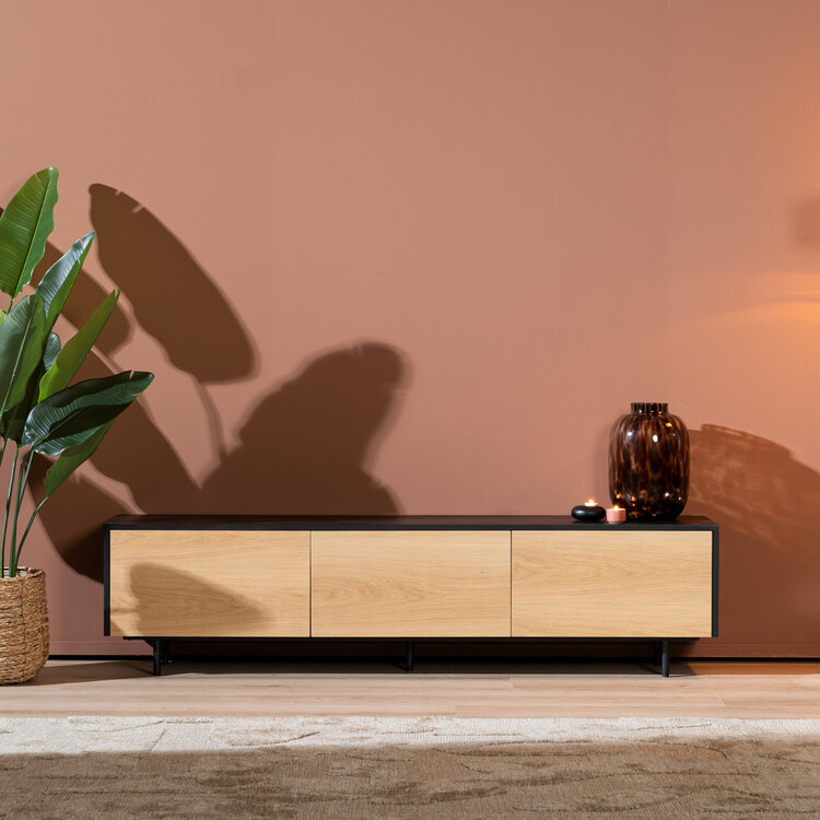 Tv-meubel Thomas zwart/blank eiken 180 cm