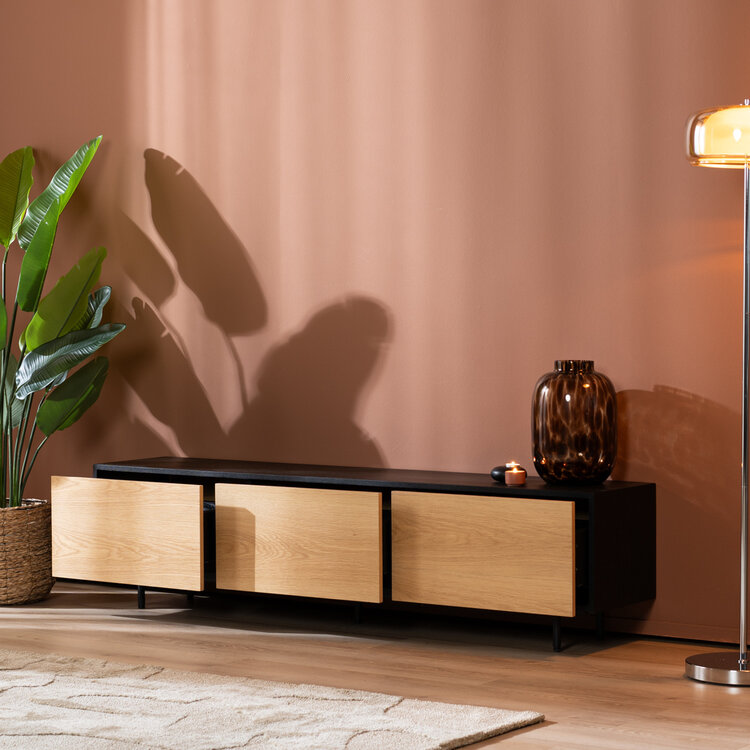 Tv-meubel Thomas zwart/blank eiken 180 cm