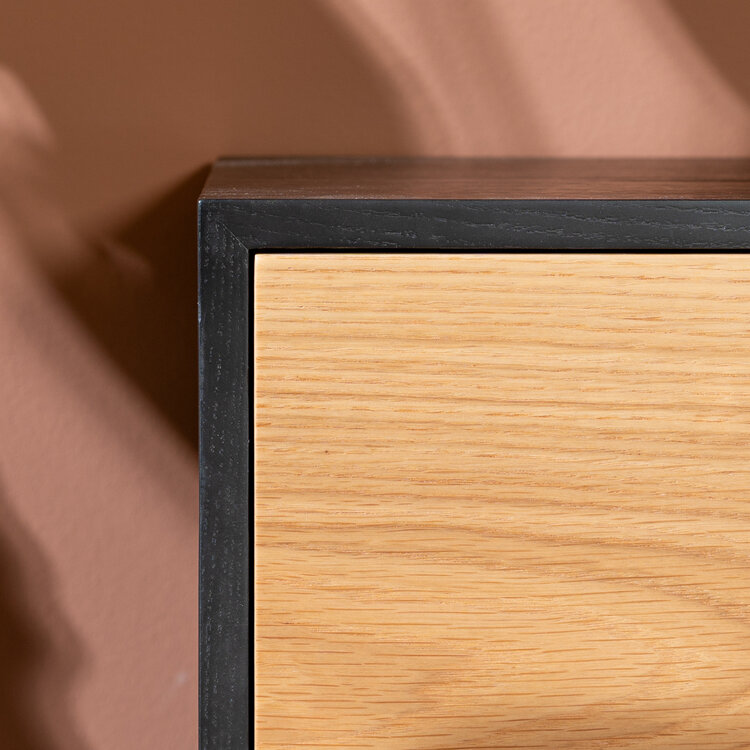 Tv-meubel Thomas zwart/blank eiken 180 cm