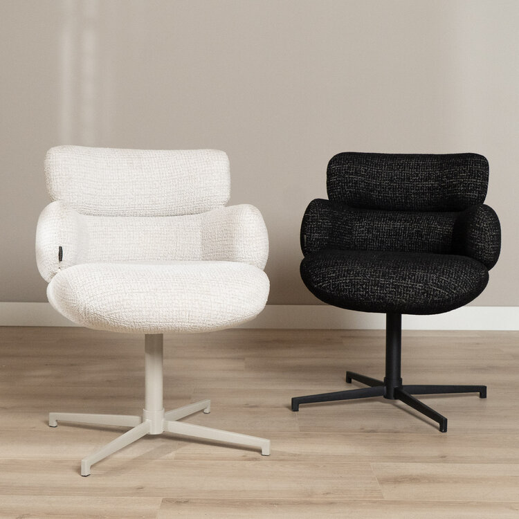 Eetkamerstoel Coco gemêleerde stof beige