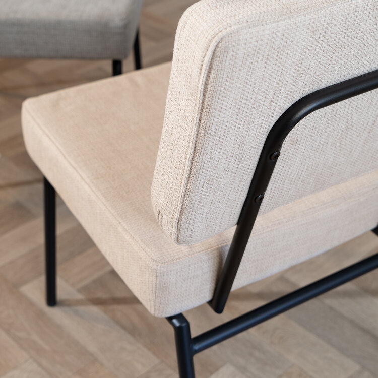 Scandinavische eetkamerstoel Espen beige gerecyclede stof