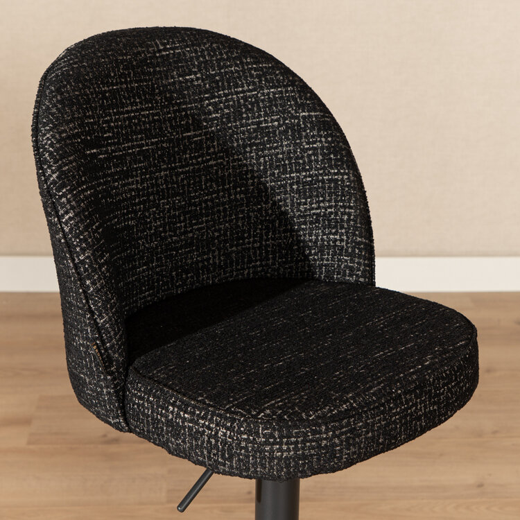 Barkruk Odin gemêleerde stof zwart 63-83 cm