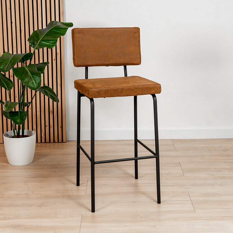 Industriële barkruk Espen cognac eco-leer 64-77 cm