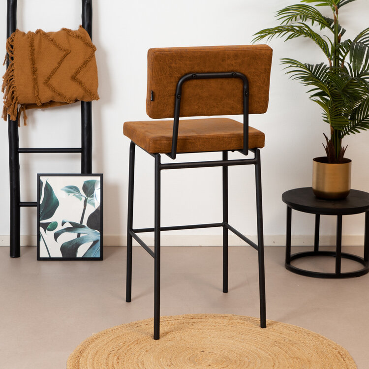 Industriële barkruk Espen cognac eco-leer 64-77 cm