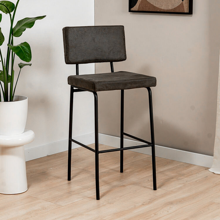 Industriële barkruk Espen antraciet eco-leer 64-77 cm