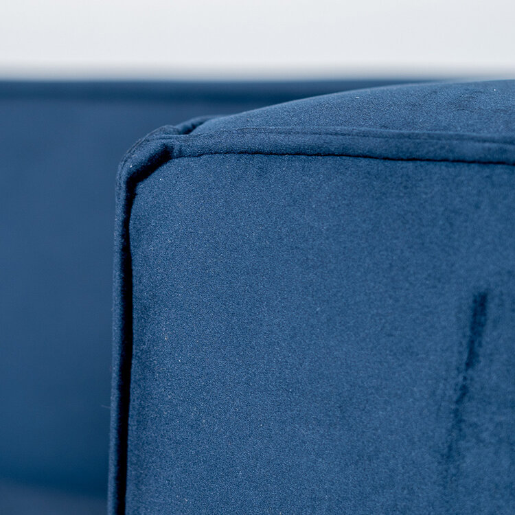Velvet hoekbank Memphis blauw links