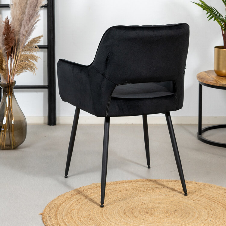 Velvet eetkamerstoel Mika zwart