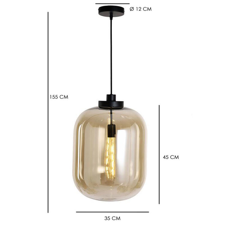 Hanglamp Amber 45 cm 1-lichts glas met 1 LED lichtbron