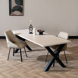 Eettafel Bodo melamine beige 220 x 90 cm