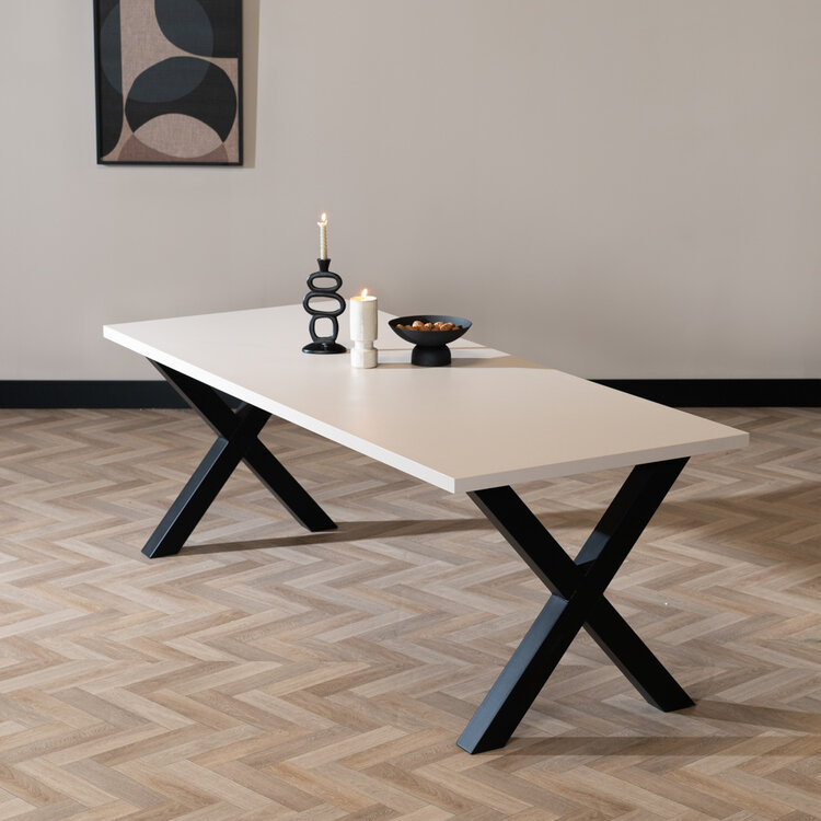 Eettafel Bodo melamine beige 220 x 90 cm