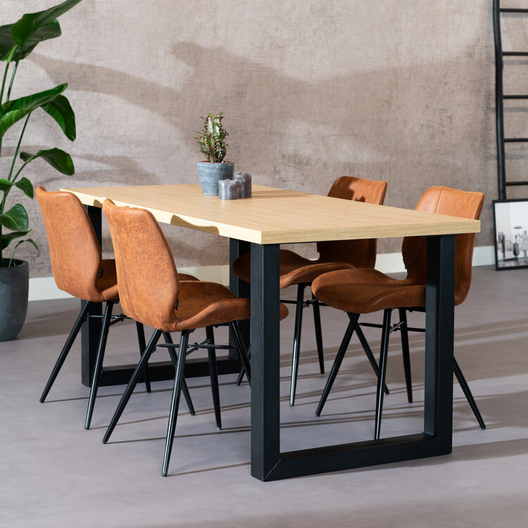 Eettafel Alec melamine eiken 160 x 80 cm