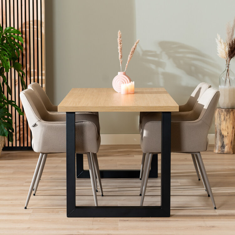 Eettafel Alec melamine eiken 160 x 80 cm