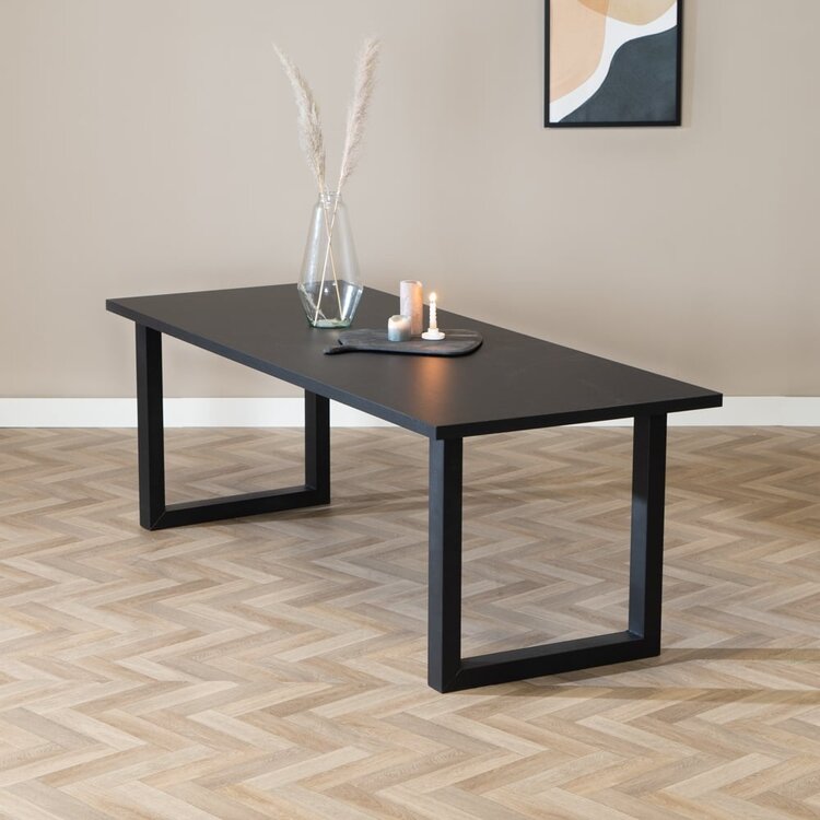 Eettafel Alec melamine zwart 220 x 90 cm