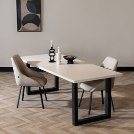 Eettafel Alec melamine beige 220 x 90 cm