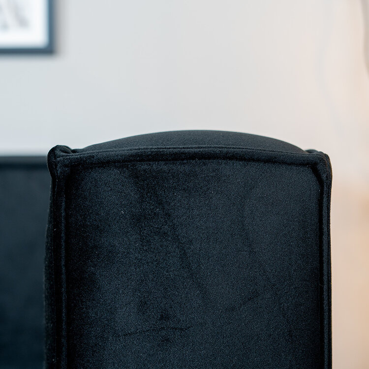 Velvet bank 3-zits en hocker Memphis zwart