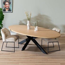 Eettafel Carl ovaal melamine eiken 270 x 130 cm