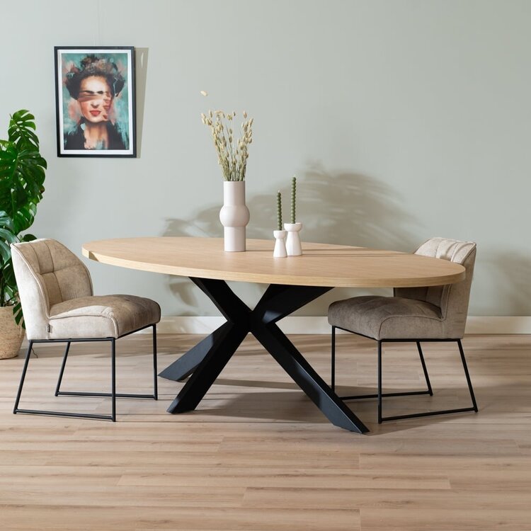 Eettafel Carl melamine eiken ovaal 270 x 130 cm