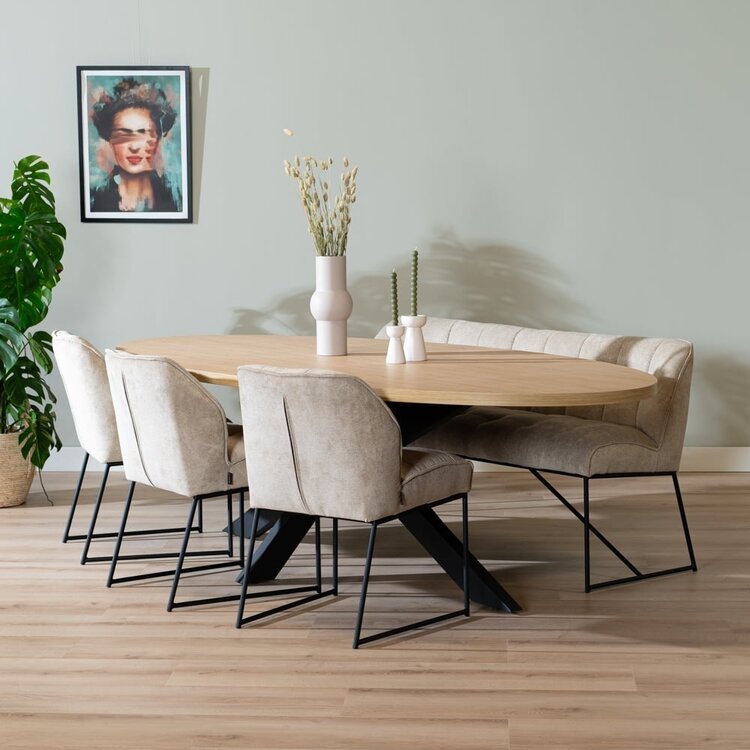 Eettafel Carl melamine eiken ovaal 270 x 130 cm