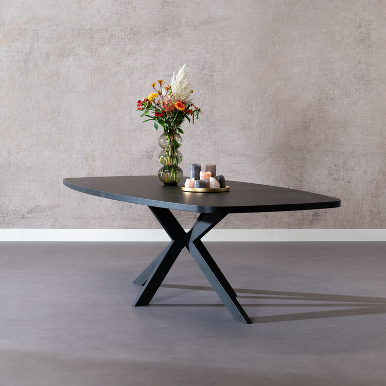 Eettafel Carl melamine zwart deens ovaal 240 x 120 cm