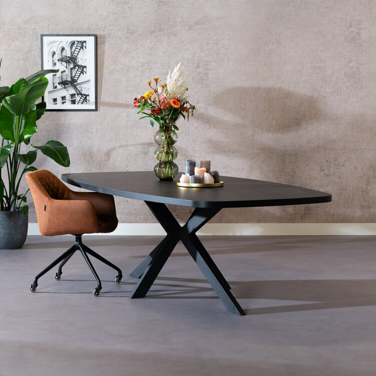 Eettafel Carl melamine zwart deens ovaal 240 x 120 cm