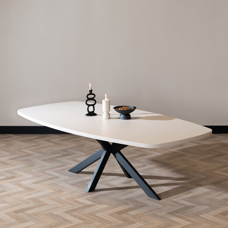 Eettafel Carl melamine beige deens ovaal 240 x 120 cm