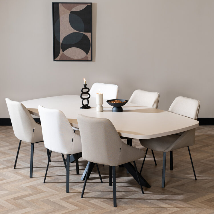 Eettafel Carl melamine beige deens ovaal 240 x 120 cm