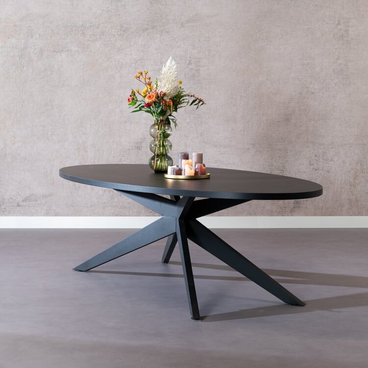 Eettafel Dio melamine zwart ovaal 270 x 130 cm