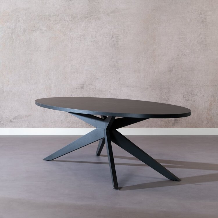 Eettafel Dio melamine zwart ovaal 270 x 130 cm