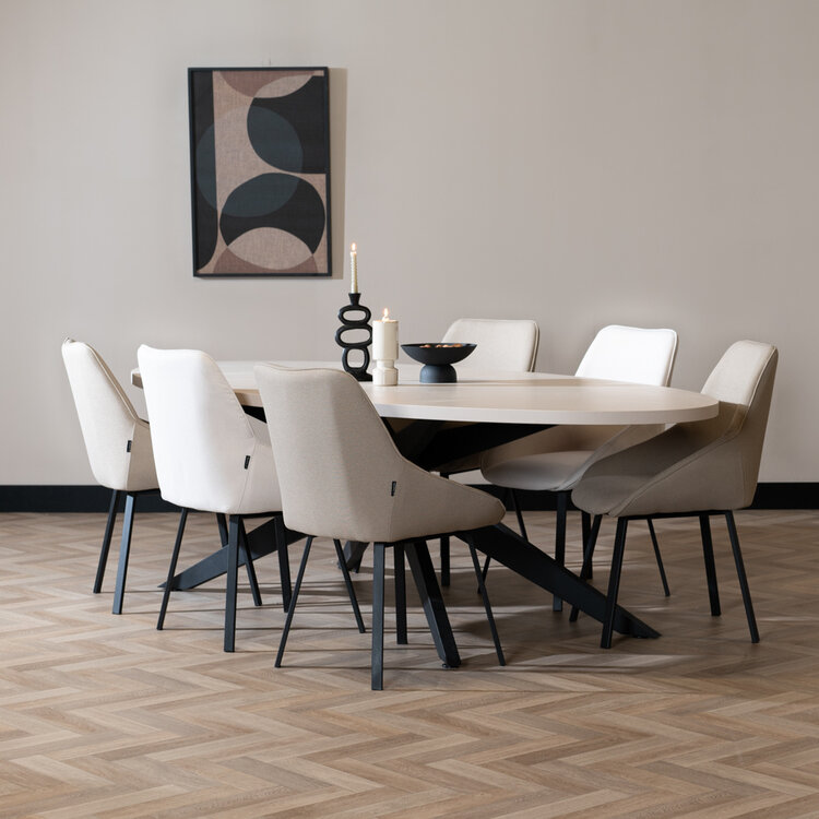 Eettafel Dio melamine beige ovaal 270 x 130 cm