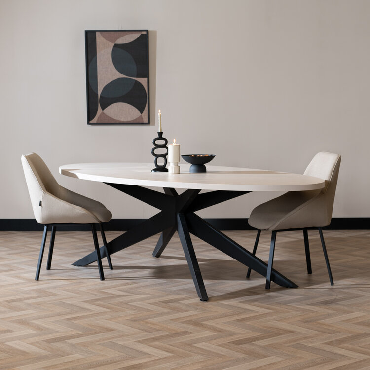 Eettafel Dio melamine beige ovaal 270 x 130 cm