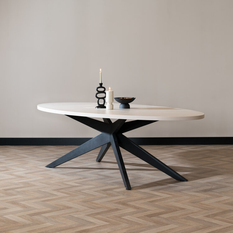 Eettafel Dio melamine beige ovaal 270 x 130 cm