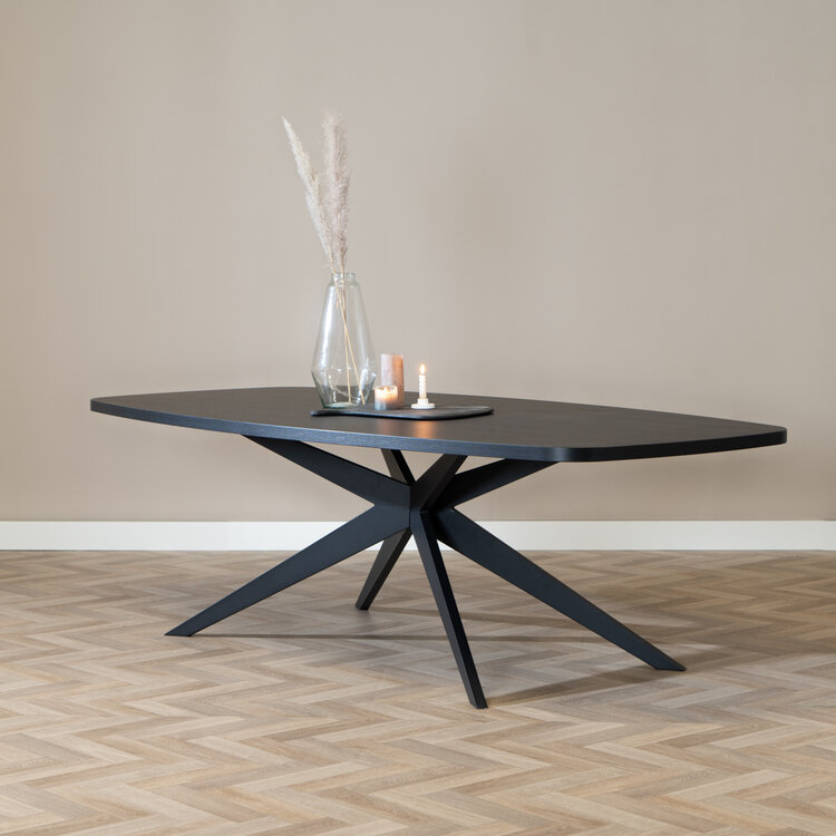 Eettafel Dio melamine zwart deens ovaal 240 x 120 cm