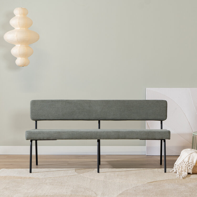 Scandinavische eetkamerbank Espen groen gerecyclede stof 160 cm