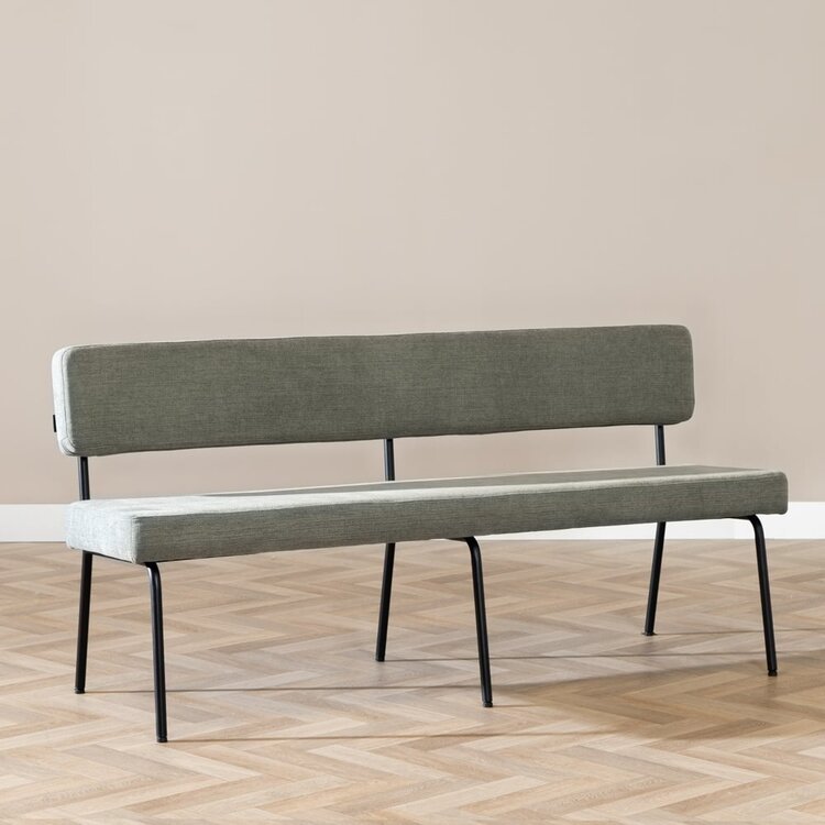 Scandinavische eetkamerbank Espen groen gerecyclede stof 160 cm