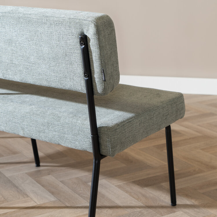 Scandinavische eetkamerbank Espen groen gerecyclede stof 160 cm