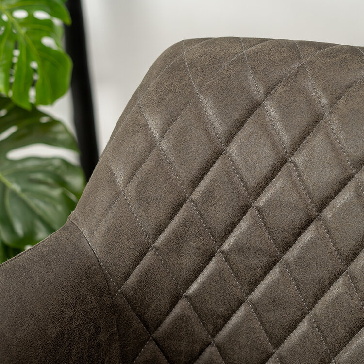 Industriële eetkamerstoel Club antraciet eco-leer