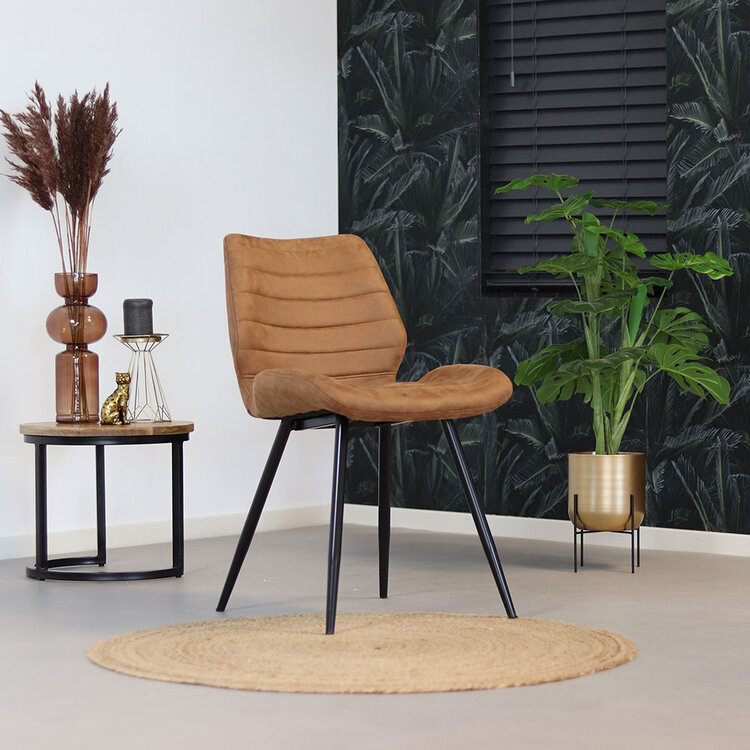 Industriële eetkamerstoel Morris cognac