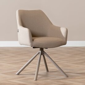 Scandinavische eetkamerstoel Ida draaibaar gerecyclede stof taupe