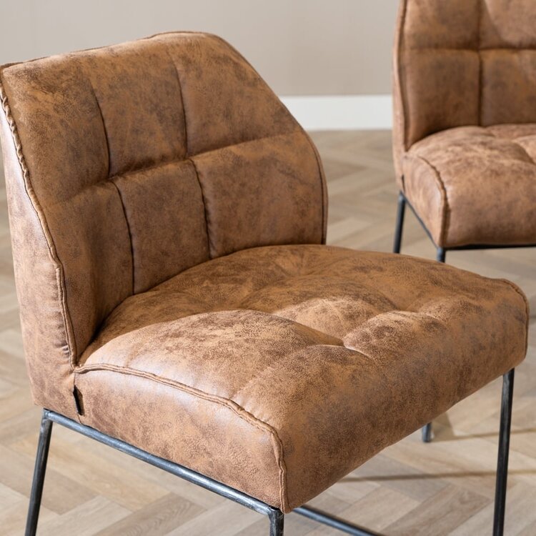 Industriële eetkamerstoel Abel cognac