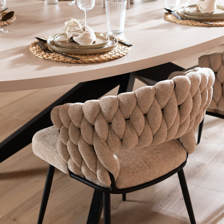 Eetkamerstoel Braid chenille beige